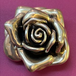 Abstract Rose 925 Sterling Silver Vintage Brooch/Pendant Pre-loved